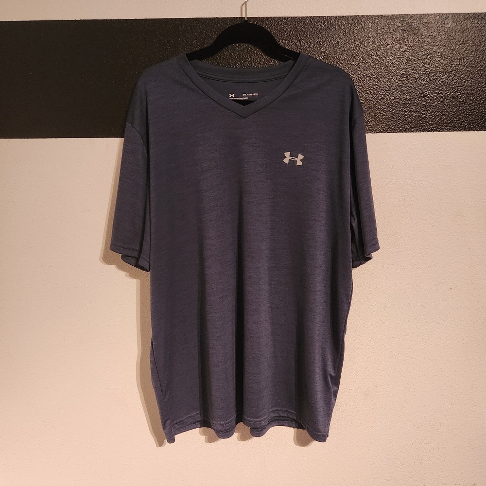 Under Armour Men's Active Top Size 2XL Slate Blue V-Neck Tee